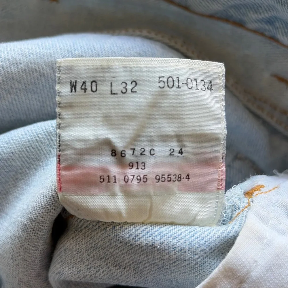 Vintage Levi's 501 Jeans Mens 40x32 Light Blue USA Made 90s Straight Leg Denim